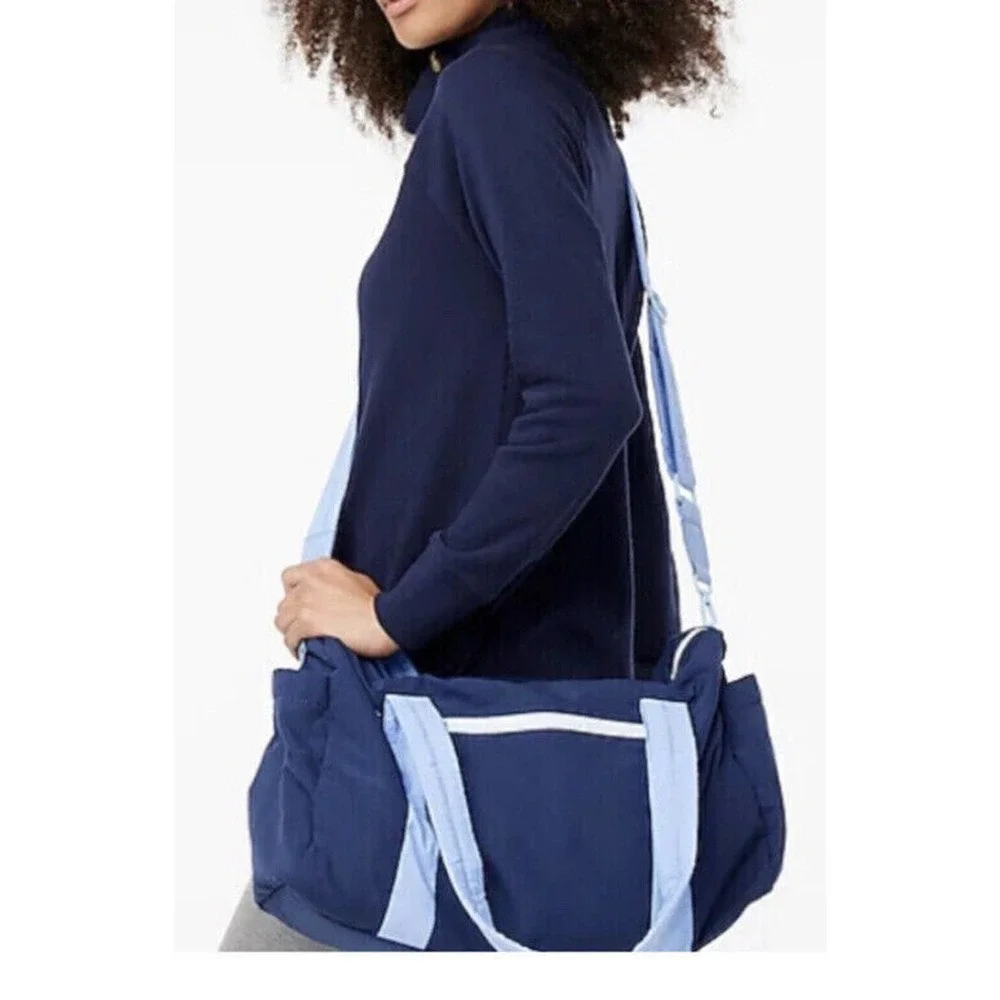 NWT J. Crew Factory Nylon Weekend Duffel Bag Blue Adjustable Strap BJ915 OS - Picture 9 of 9